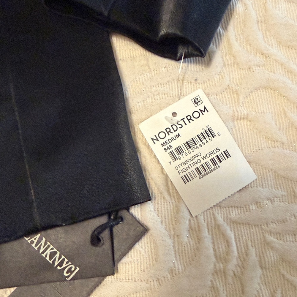 BLANK NYC black vegan Leather double breasted blazer M - Picture 4 of 9